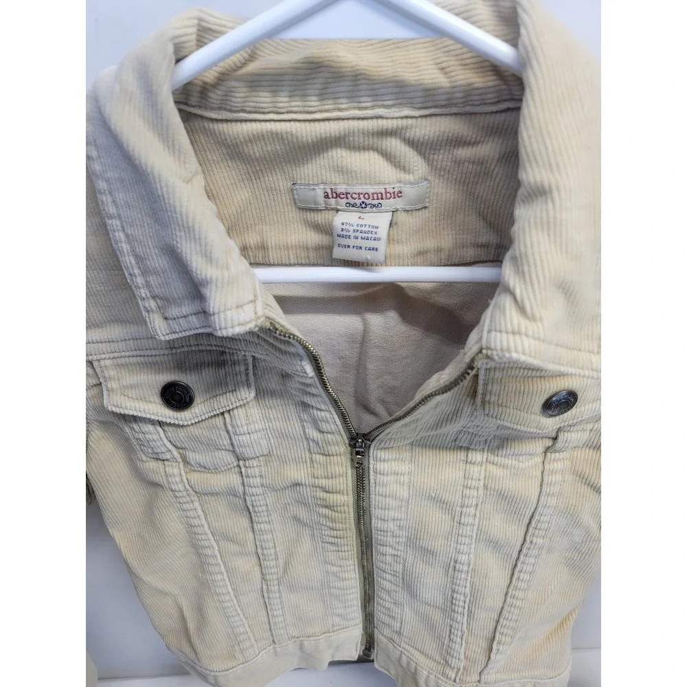 Y2K Abercrombie Fitch Corduroy Trucker‎ Jacket Beige Kids Size M